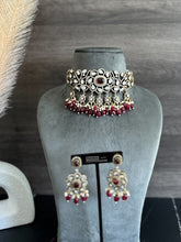 Load image into Gallery viewer, Ruby moissanite Golden Beads Choker set
