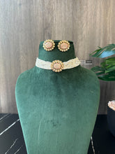 Load image into Gallery viewer, Tayani Gold plated Premium Enamel Pink Mint Choker Necklace set
