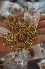 Load image into Gallery viewer, Premium Ruby Green Moissanite Pachi Kundan Choker necklace set
