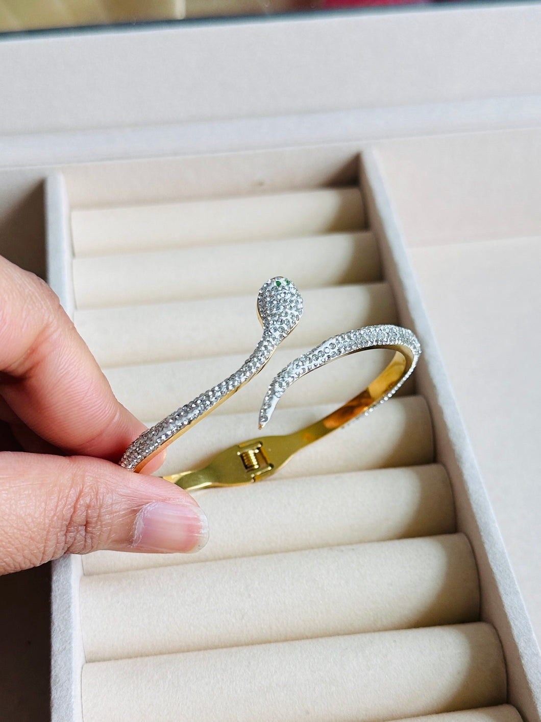 Snake Golden Stone Stainless steel Openable Bracelet IDW