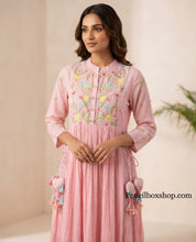 Load image into Gallery viewer, Pink Multicolor Thread Embroidery Long Dress Women Clothing
