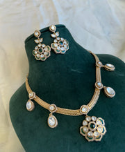 Load image into Gallery viewer, Moissanite Enamel Hanging Kundan Necklace set
