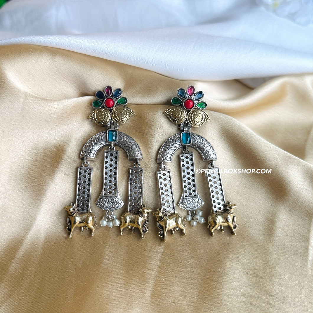 German Silver Nandi Dual Tone Dangling earrings