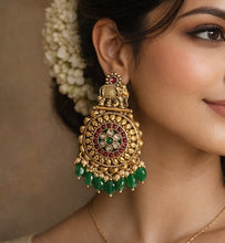 Load image into Gallery viewer, Elephant Kemp Stone Temple Amrapali Ethnic Earrings
