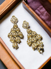 Load image into Gallery viewer, kundan Layered Jhumka Mint Pearl Statement Jhumka Earrings
