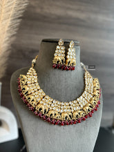 Load image into Gallery viewer, 22k gold plated Tayani elephant ruby Designer Statement Necklace set
