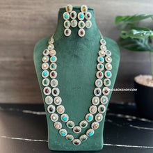 Load image into Gallery viewer, American diamond Multicolor Kundan Designer Layered Necklace set
