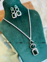 Load image into Gallery viewer, American diamond Solitaire Premium Long Necklace set
