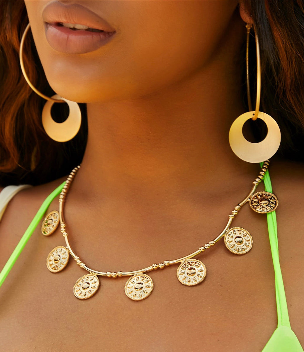 Golden Tribal Alloy plating women necklace IDW