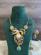 Load image into Gallery viewer, Heritage Big Statement Pendant Bird Sabya Necklace set
