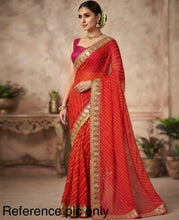 Load image into Gallery viewer, Leheriya Golden Zari Border Saree Elegant
