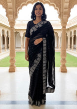 Load image into Gallery viewer, HARNAAZ Black Bollywood saree inspired  Sequins Saree women clothing
