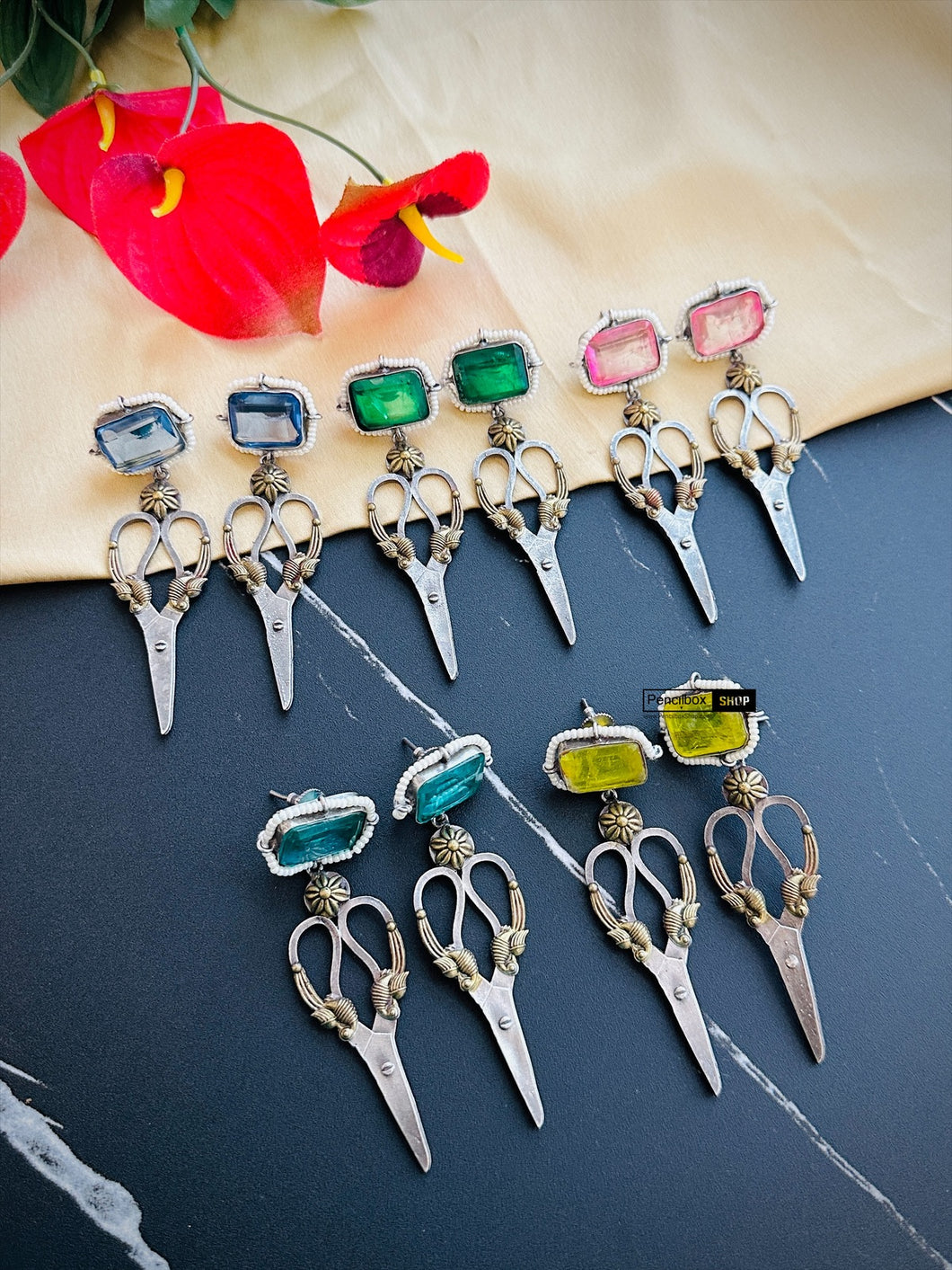 German silver Lookalike scissor earrings