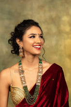 Load image into Gallery viewer, Heritage Rajwadi Dainty Green Pearl Long Mala Necklace set
