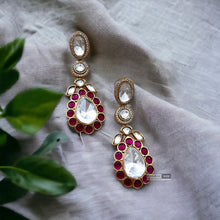 Load image into Gallery viewer, Moissanite Kundan  Gold plated Dangling Earrings
