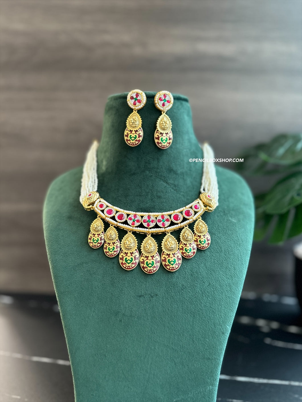 Kundan Designer Meenakari Pearl Necklace set