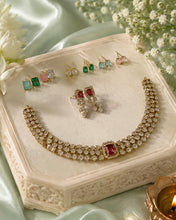 Load image into Gallery viewer, Changeable american diamond designer Necklace set Temple jewelry
