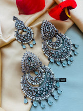 Load image into Gallery viewer, American Diamond Statement Victorian premium Cz Earrings maangtikka set
