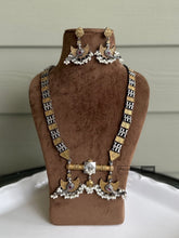 Load image into Gallery viewer, German Silver Peacock Dual Tone Long Statement Necklace set
