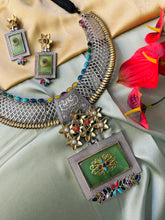 Load image into Gallery viewer, Multicolor statement German Silver Necklace set
