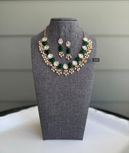 Load image into Gallery viewer, 22k gold plated Tayani delicate pearl Drops Necklace set
