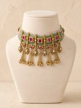 Load image into Gallery viewer, Ruby Green Heritage Swaroski Choker necklace set
