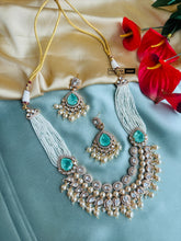 Load image into Gallery viewer, Mint Doublet Tayani 22k gold plated double layer necklace set
