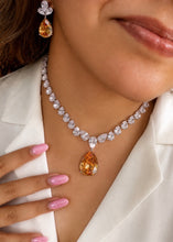 Load image into Gallery viewer, Single Layer Solitaire Diamond Look Silver Finish Necklace Set with Earrings

