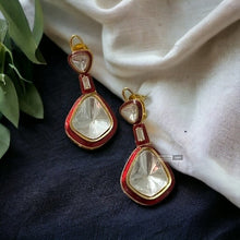 Load image into Gallery viewer, Uncut Kundan Ruby Enamel Kareena kapoor inspired Earrings
