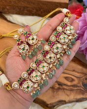 Load image into Gallery viewer, Moissanite Sunheri Multicolor Mint Statement Choker Necklace set
