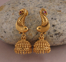 Load image into Gallery viewer, Peacock Temple Ethnic Jhumka Earrings temple jewelry
