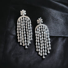 Load image into Gallery viewer, American diamond tassel Long waterfall Dangling Earrings
