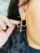 Load image into Gallery viewer, Hindi Alphabet letter gold Brass Earrings
