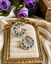 Load image into Gallery viewer, American Diamond Cz Stone C Shaped Earrings
