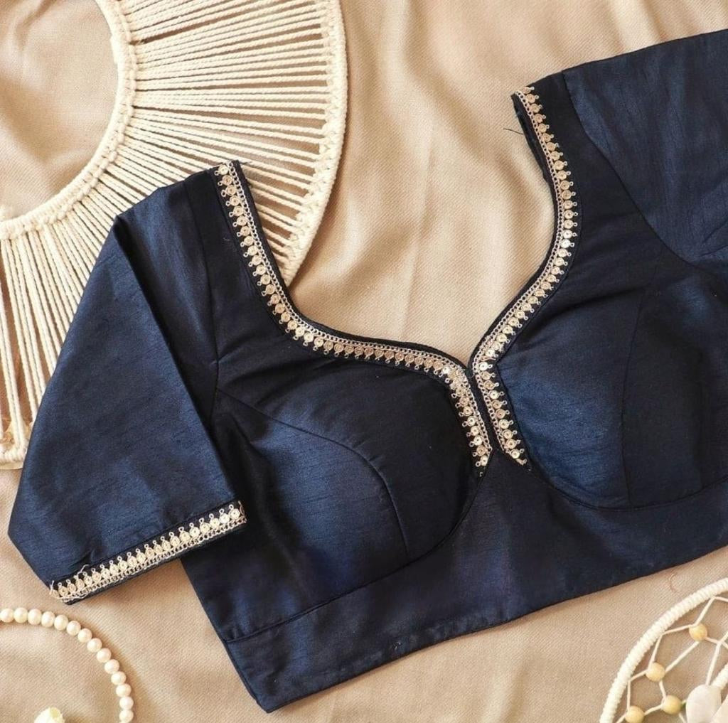 44 Black Silk Golden Border Blouse