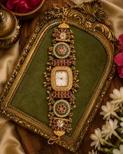 Load image into Gallery viewer, Premium Heritage Stone Square Golden Beads Swaroski Watches
