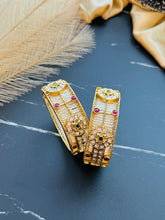 Load image into Gallery viewer, Set of 2 Bangles Rajwadi Amrapali Openable Stone gold finish
