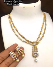 Load image into Gallery viewer, Golden finish cz Dainty Layered temple Necklace set
