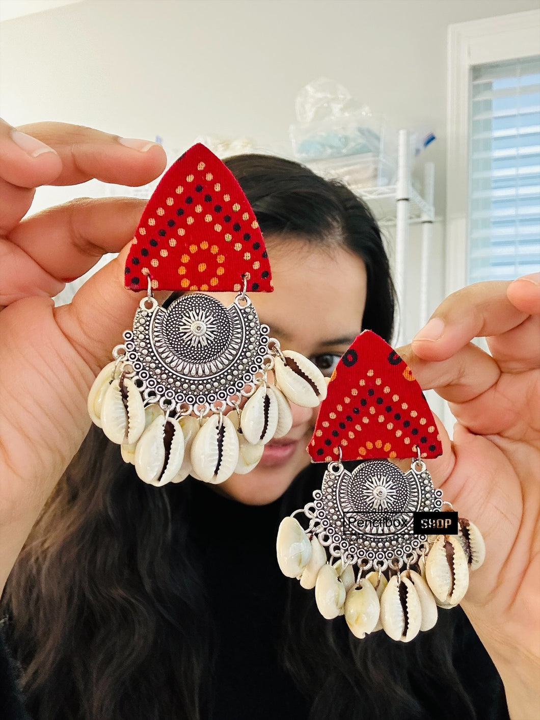 Fabric Handmade Shell Earrings