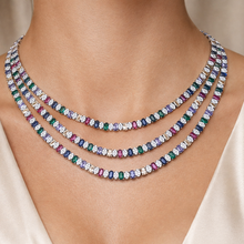 Load image into Gallery viewer, Multicolor American diamond Solitaire Premium Marquis Layered Necklace set
