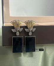 Load image into Gallery viewer, German silver Stone Big Dual Tone Earrings
