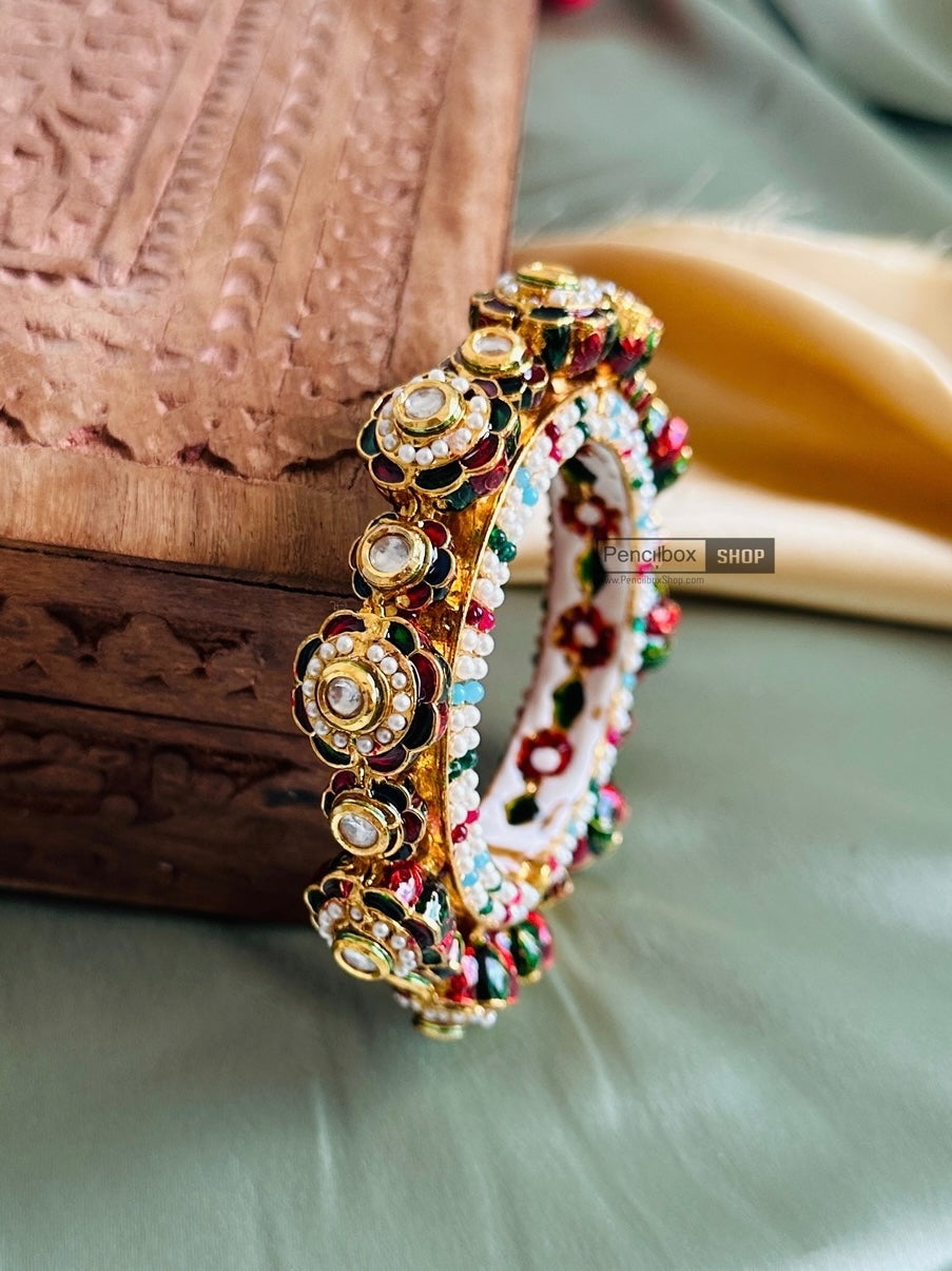 Meenakari Jadau Kundan Rajasthani Openable Single Bangle