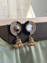 Load image into Gallery viewer, Handmade Mirror  handpainted wooden Jhumka earrings
