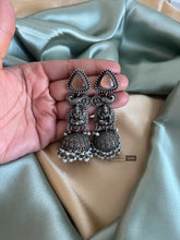 Load image into Gallery viewer, Lakshmi  ji pearl  German Silver Jhumka earrings
