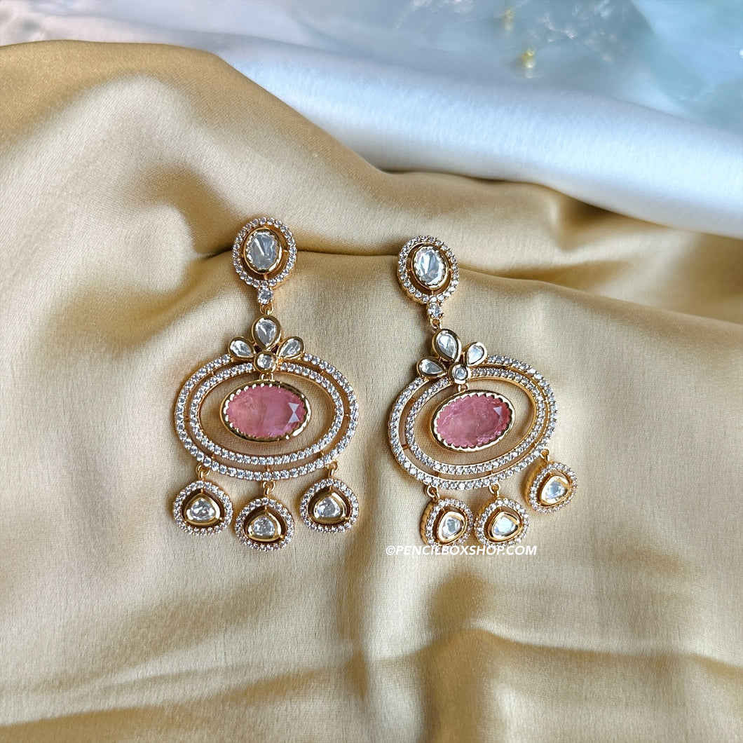 Tayani Premium gold plated Doublet Tassel Earrings