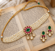 Load image into Gallery viewer, PB EXCLUSIVE Tayani Gold Plated Choker Necklace set
