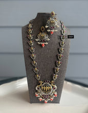 Load image into Gallery viewer, German silver Orange Ganesha Long Statement Necklace set
