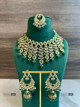 Load image into Gallery viewer, Colors-Polki Tassel dangling Grand Necklace set with maangtikka
