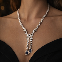 Load image into Gallery viewer, Layered Royal Blue layered Victorian American Diamond designer Necklace set
