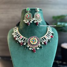 Load image into Gallery viewer, German silver Round Pachi Fusion Multicolor Necklace set
